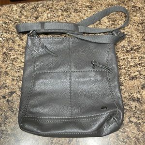 The Sak Gray Leather Crossbody Bag